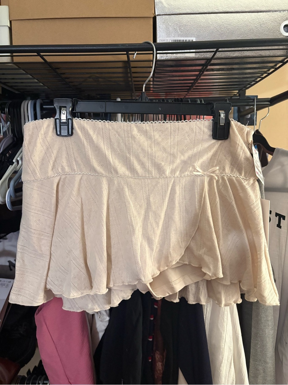 Women's Cream Ruffled Mini Skirt